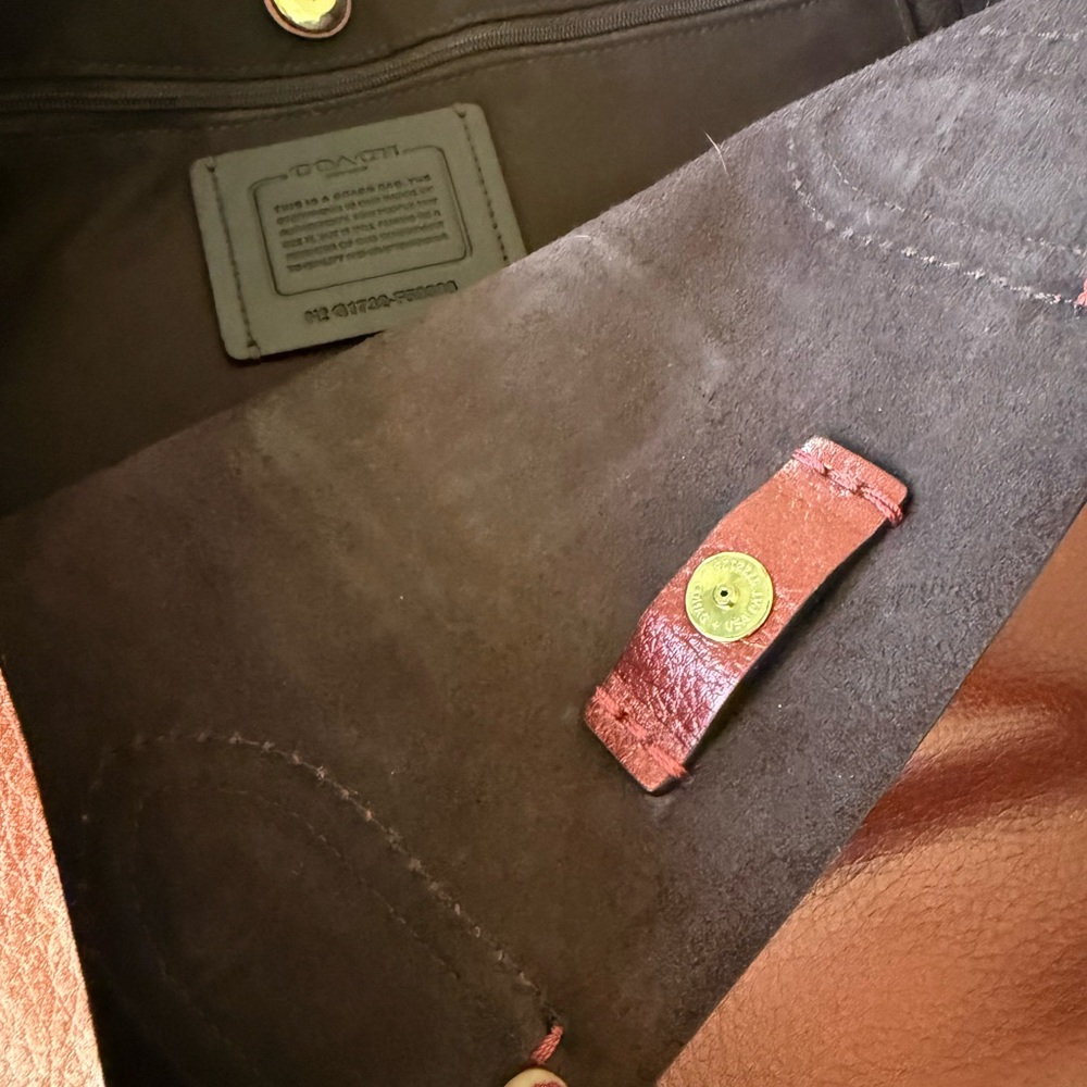 Coach Metallic Red Leather Tote - Picture 7 of 10